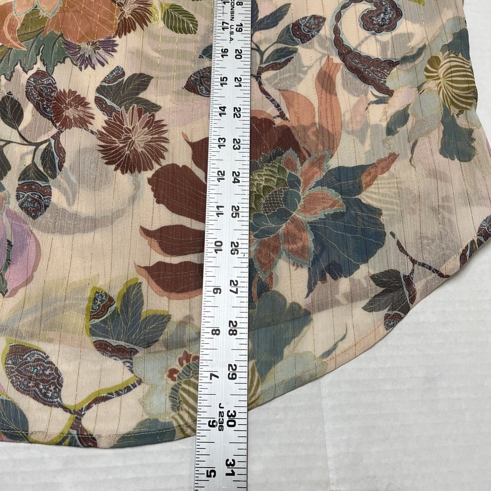 Soft Surroundings Velina Top Womens 3X  Sheer Floral Chiffon Ruffle Keyhole Neck - Picture 7 of 9